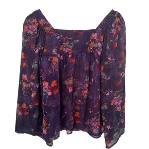Women's Small Y2K Whimsical Flowy Floral Fairy Relaxed Sheer Peasant Boho Blouse